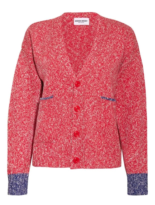 Lea Cardigan Textured Lambswool Pink Genevieve Sweeney