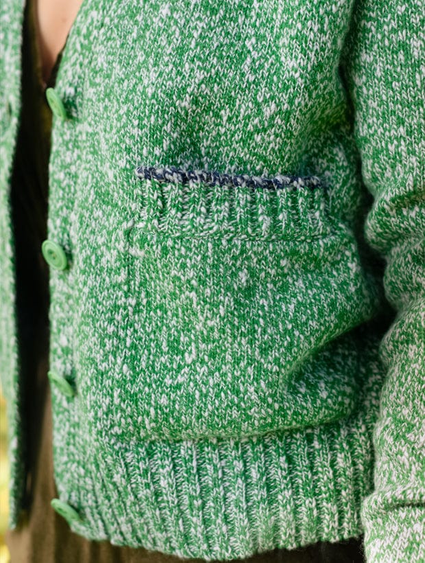Lea Cardigan Textured Lambswool Green Genevieve Sweeney