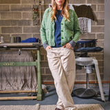 Lea Cardigan Textured Lambswool Green Genevieve Sweeney