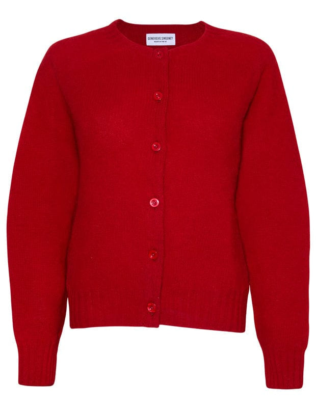 Lenzie Brushed Wool Cardigan Bright Red Genevieve Sweeney