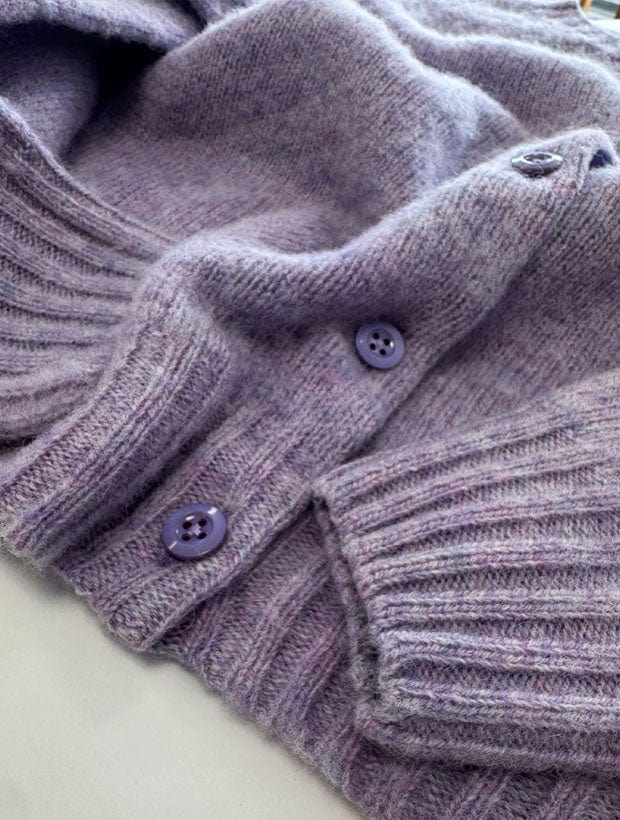 Lenzie Brushed Wool Cardigan Lilac Heather- Preorder Genevieve Sweeney