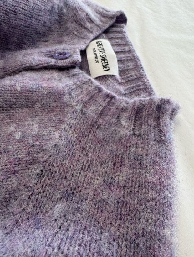 Lenzie Brushed Wool Cardigan Lilac Heather- Preorder Genevieve Sweeney