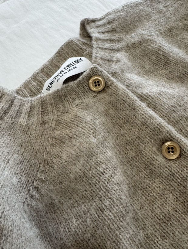 Lenzie Brushed Wool Cardigan Putty Melange - Preorder Genevieve Sweeney