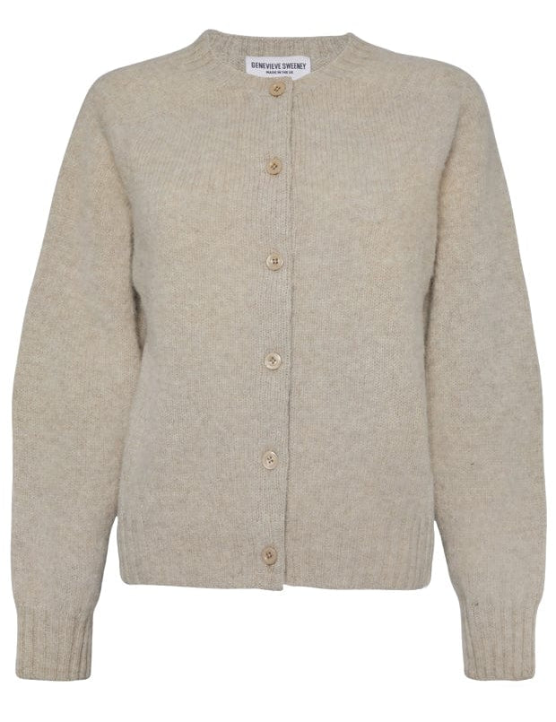 Lenzie Brushed Wool Cardigan Putty Melange - Preorder Genevieve Sweeney
