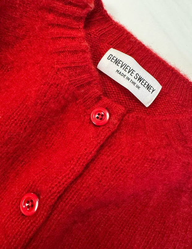 Lenzie Brushed Wool Cardigan Bright Red Genevieve Sweeney