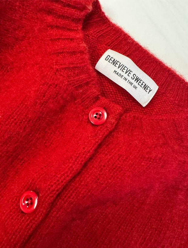 Lenzie Brushed Wool Cardigan Bright Red Genevieve Sweeney