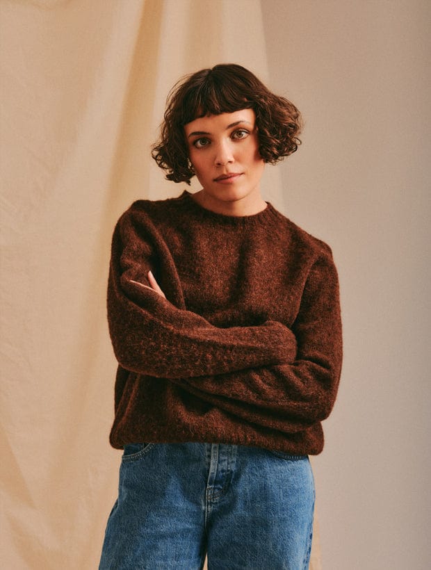 Leslie Brushed Wool Sweater Coffee Genevieve Sweeney