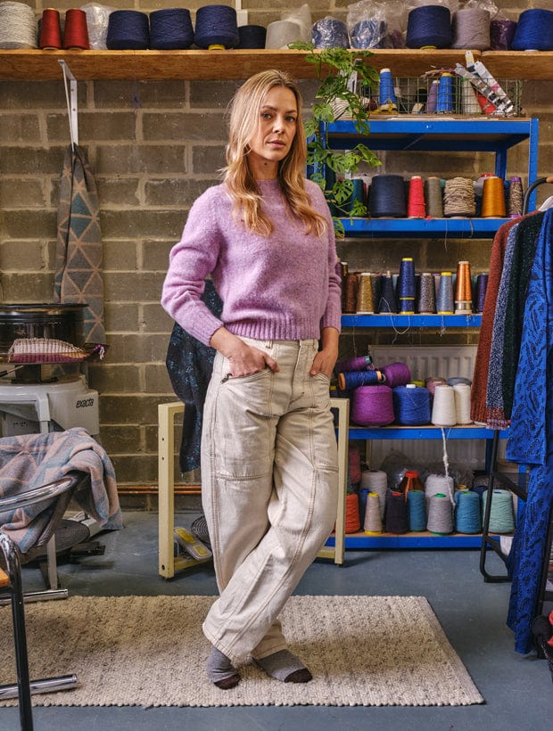 Leslie Brushed Wool Sweater Heather Pink - Preorder Genevieve Sweeney
