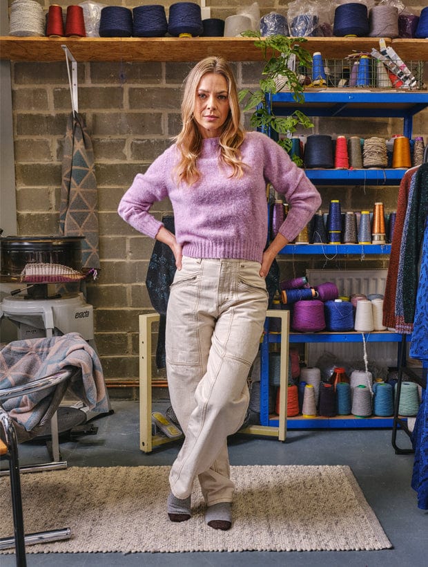 Leslie Brushed Wool Sweater Heather Pink - Preorder Genevieve Sweeney