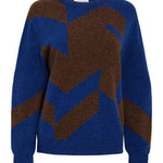 Leyden Geometric Lambswool Sweater Blue Genevieve Sweeney