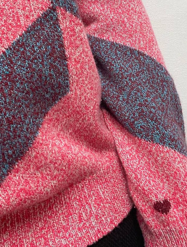 Leyden Geometric Lambswool Sweater Pink Genevieve Sweeney