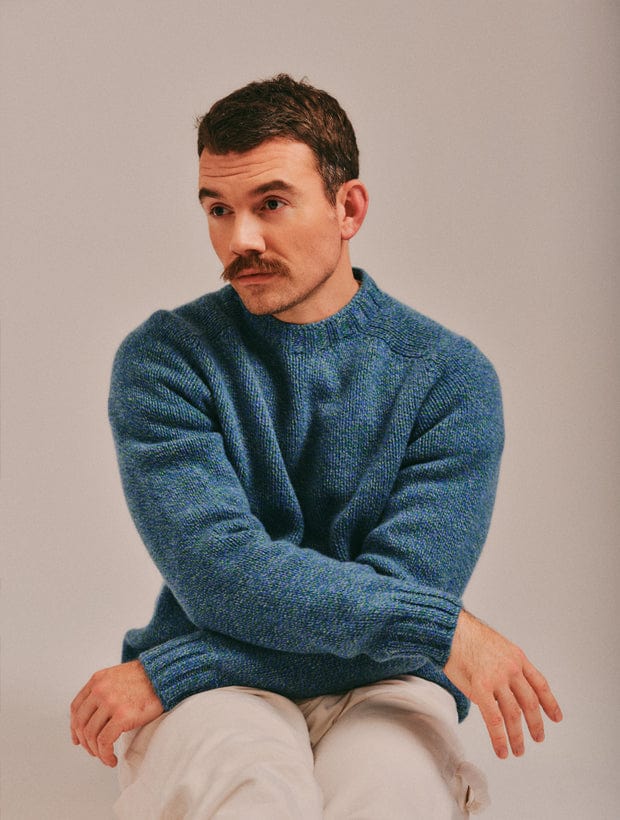 Liddel Chunky Lambswool Sweater Marl Blue Green Genevieve Sweeney