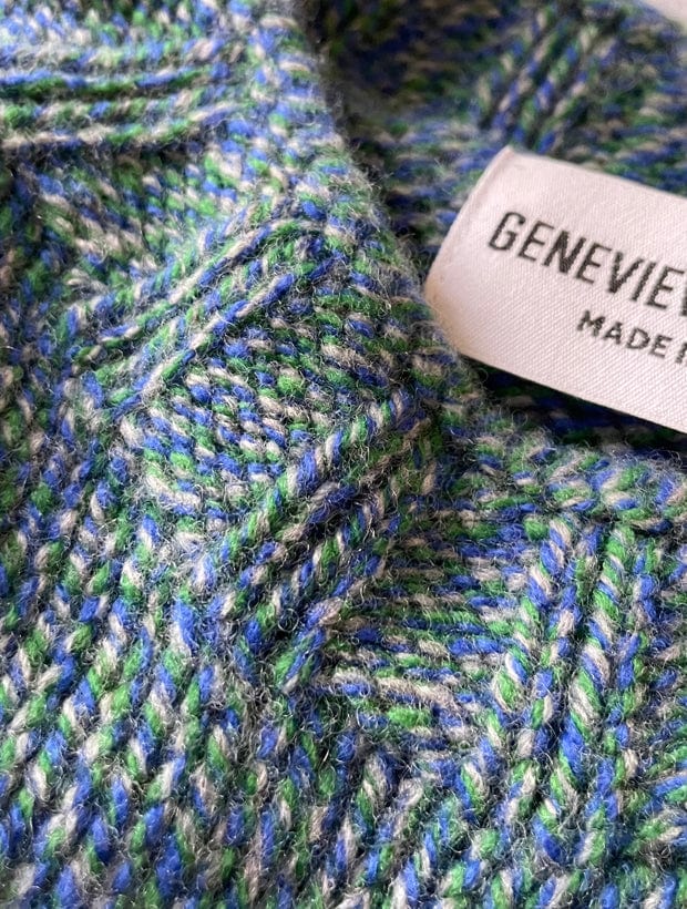 Liddel Chunky Lambswool Sweater Marl Blue Green Genevieve Sweeney