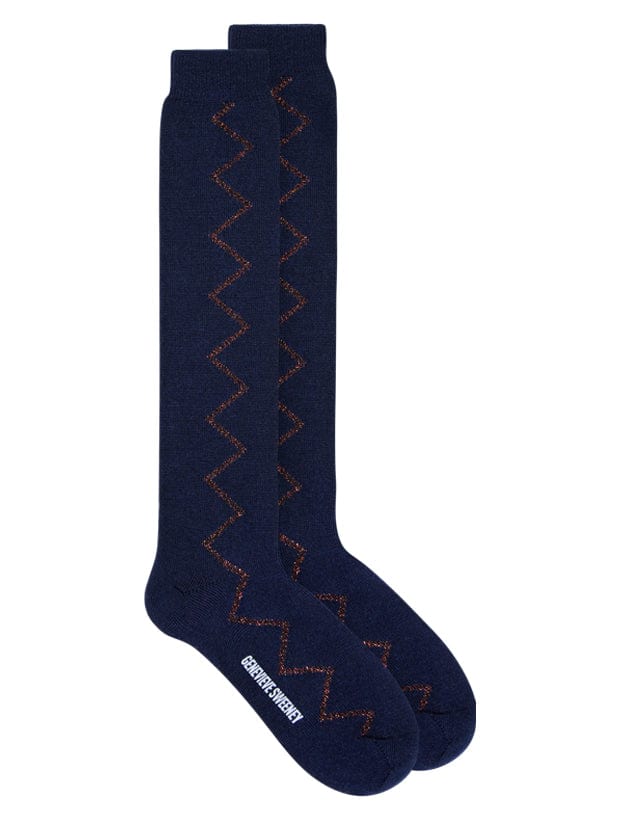 Sia Merino Knee High Socks Navy Genevieve Sweeney