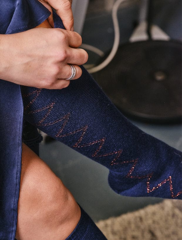 Sia Merino Knee High Socks Navy Genevieve Sweeney