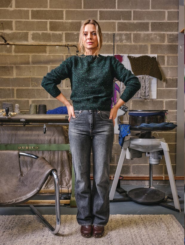 Maud Lambswool Cashmere Sweater Emerald Genevieve Sweeney