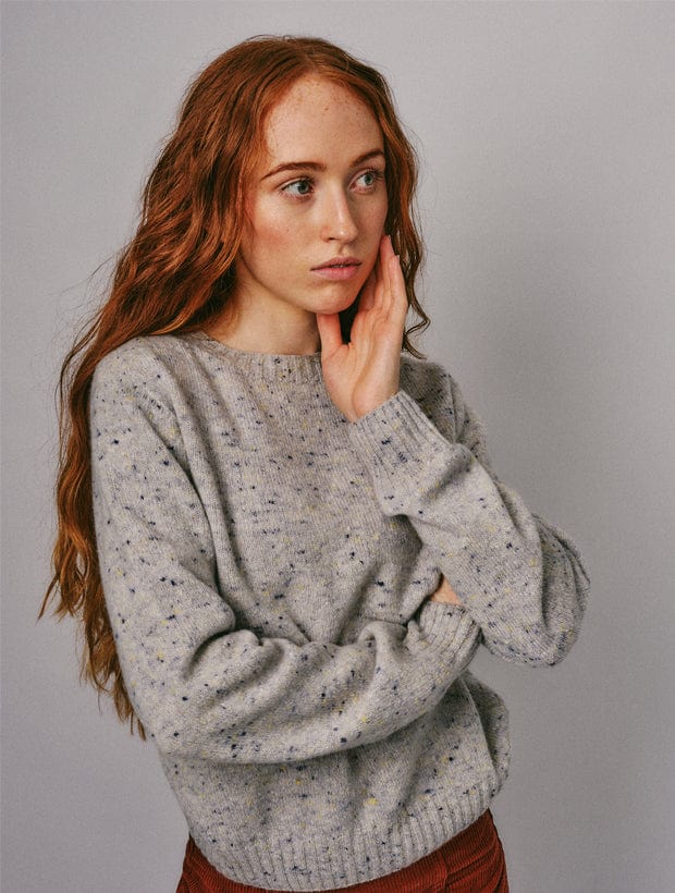 Maud Lambswool Cashmere Sweater Light Grey Genevieve Sweeney