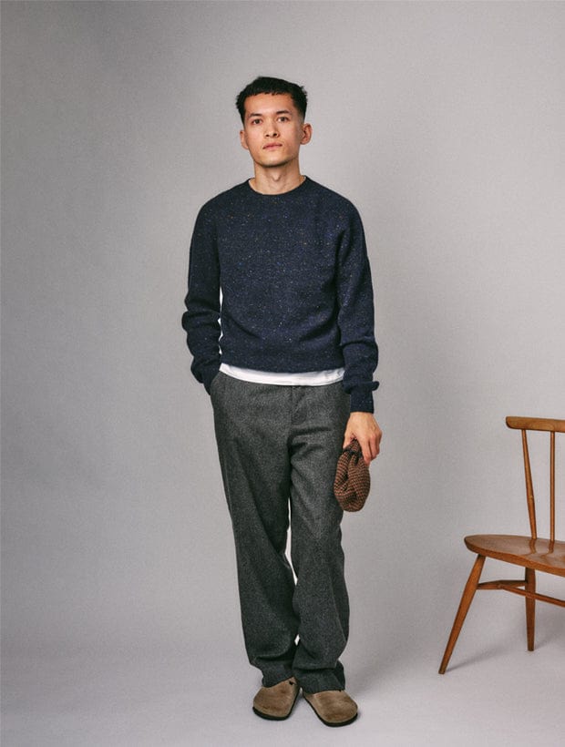 Mauden Lambswool Cashmere Sweater Navy Genevieve Sweeney