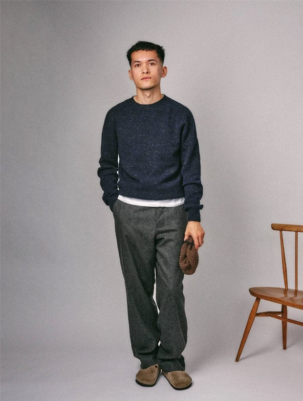 Genevieve-Sweeney-Mauden-Lambswool-Cashmere-Tweed-Sweater-Navy-blue