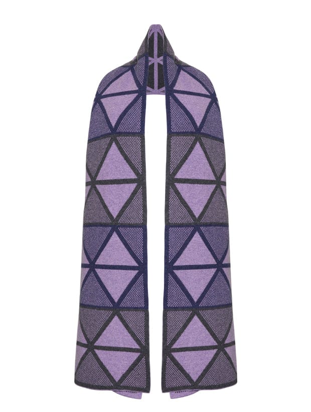 Geometric Lambswool Blanket Scarf Lilac Genevieve Sweeney
