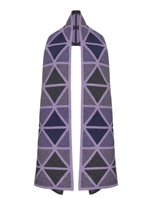 Geometric Lambswool Blanket Scarf Lilac Genevieve Sweeney