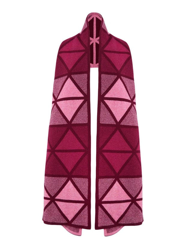 Geometric Lambswool Blanket Scarf Raspberry Pink Genevieve Sweeney