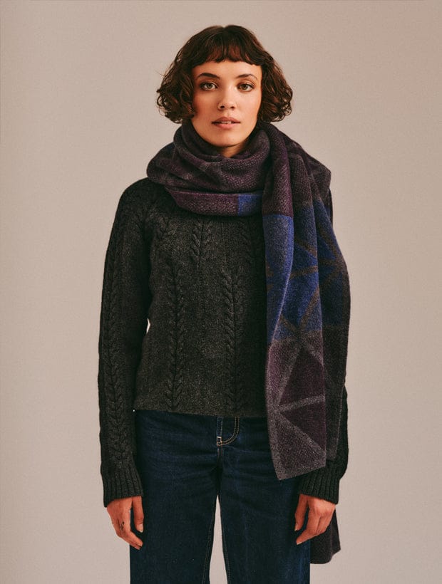 Wroxton Cable Lambswool Sweater Charcoal Genevieve Sweeney