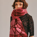 Geometric Lambswool Blanket Scarf Raspberry Pink Genevieve Sweeney