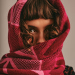 Geometric Lambswool Blanket Scarf Raspberry Pink Genevieve Sweeney