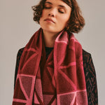 Geometric Lambswool Blanket Scarf Raspberry Pink Genevieve Sweeney