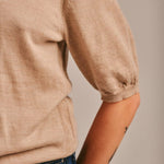 Quin Merino Wool Knitted T-shirt Beige Genevieve Sweeney
