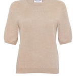 Quin Merino Wool Knitted T-shirt Beige Genevieve Sweeney