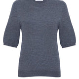 Quin Merino Wool Knitted T-shirt Grey Melange Genevieve Sweeney