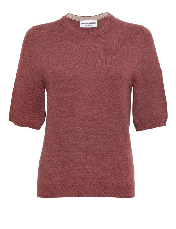 Quin Merino Wool Knitted T-shirt Pink Genevieve Sweeney