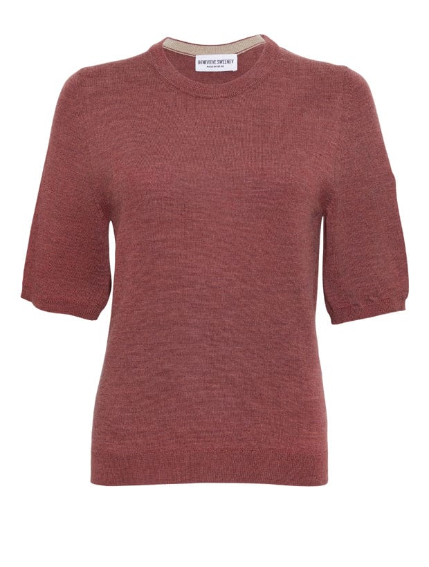 Quin Merino Wool Knitted T-shirt Pink Genevieve Sweeney