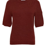 Quin Merino Wool Knitted T-shirt Red Genevieve Sweeney