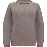 Rae Chunky Lambswool Roll Neck Sweater Lilac Marl Genevieve Sweeney