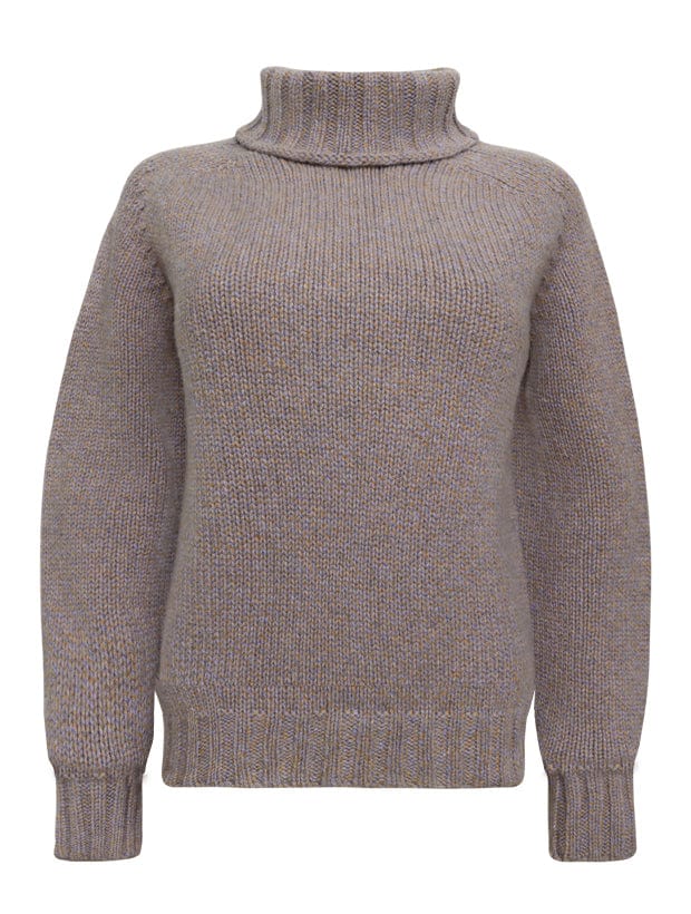 Rae Chunky Lambswool Roll Neck Sweater Lilac Marl Genevieve Sweeney