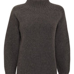 Rora Chunky Moss Stitch Lambswool Roll Neck Sweater Grey Genevieve Sweeney