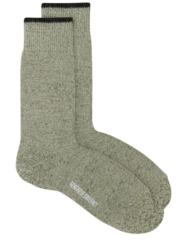 Salpaka Merino Wool Alpaca Marl Socks Khaki Tipping Genevieve Sweeney