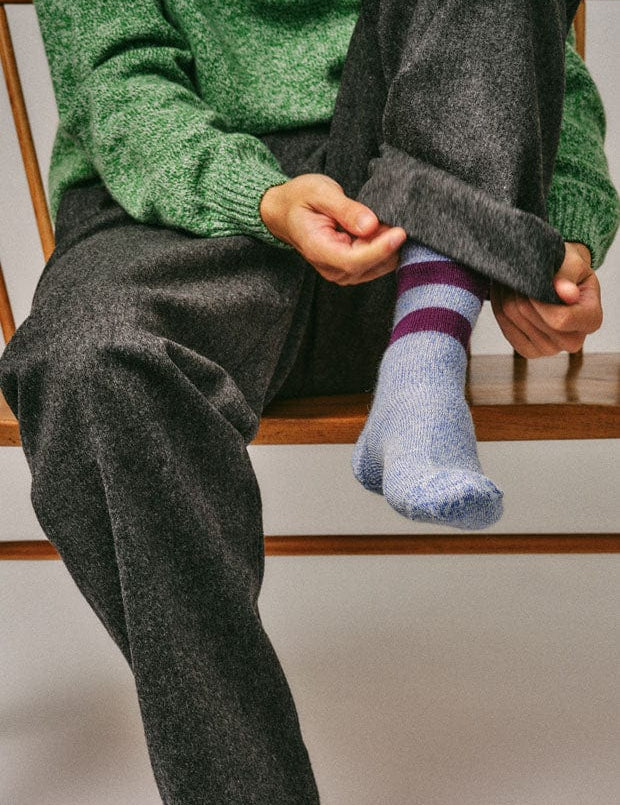 Salpaka Merino Wool Alpaca Marl Socks Blue Genevieve Sweeney