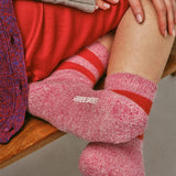 Salpaka Merino Wool Alpaca Marl Socks Pink Genevieve Sweeney