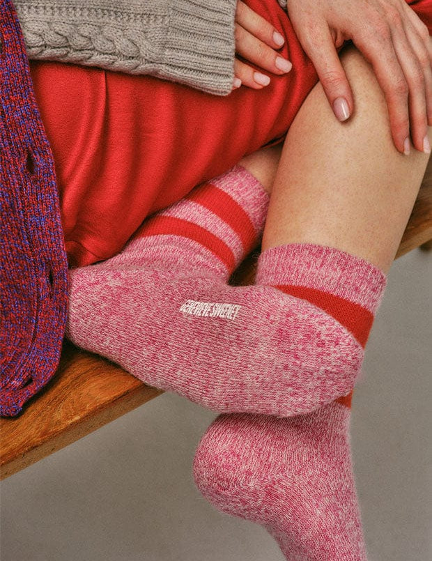 Salpaka Merino Wool Alpaca Marl Socks Pink Genevieve Sweeney