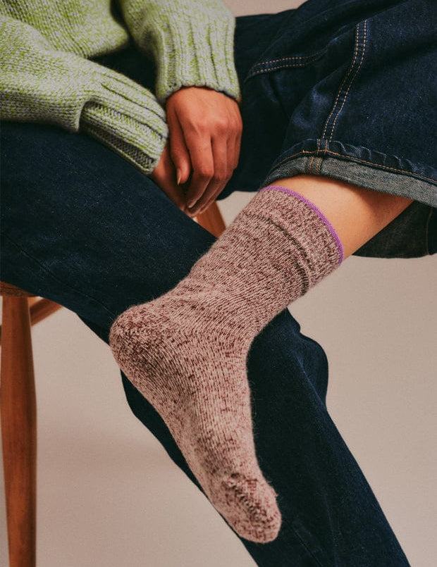 Salpaka Merino Wool Alpaca Marl Socks Burgundy Tipping Genevieve Sweeney