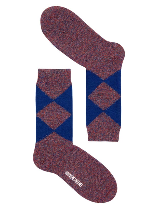Samar Merino Argyle Sock Blue Genevieve Sweeney