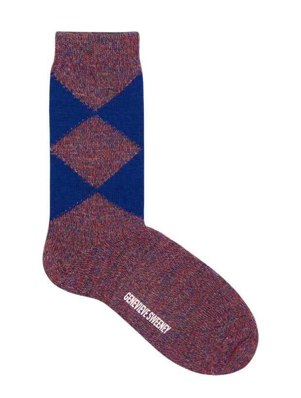 Samar Merino Argyle Sock Blue Genevieve Sweeney
