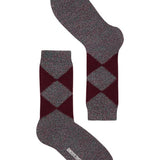 Samar Merino Argyle Sock Burgundy Genevieve Sweeney