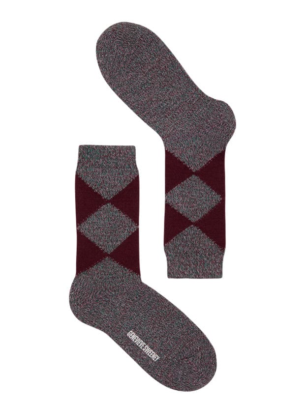 Samar Merino Argyle Sock Burgundy Genevieve Sweeney