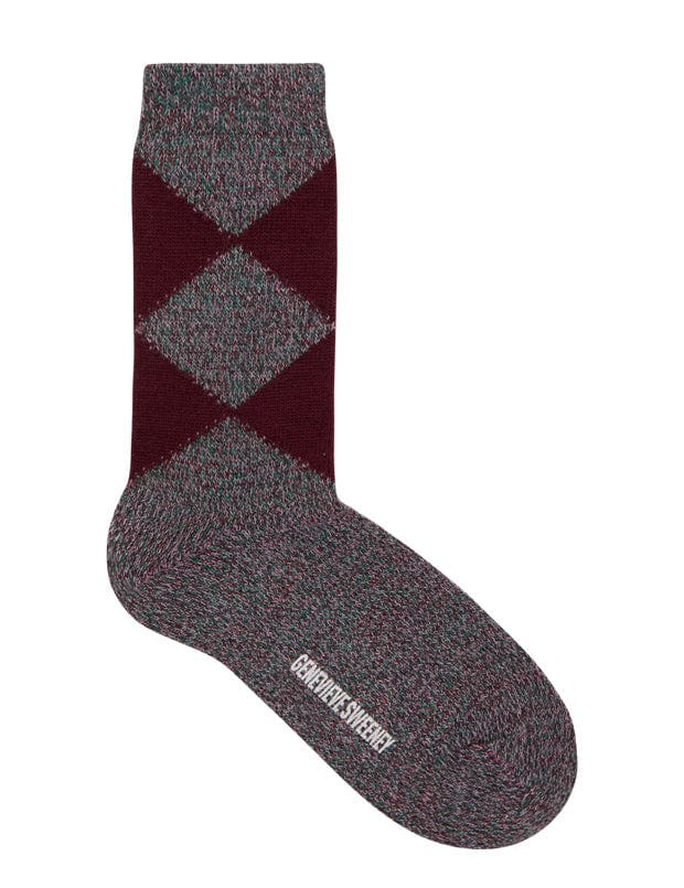 Samar Merino Argyle Sock Burgundy Genevieve Sweeney