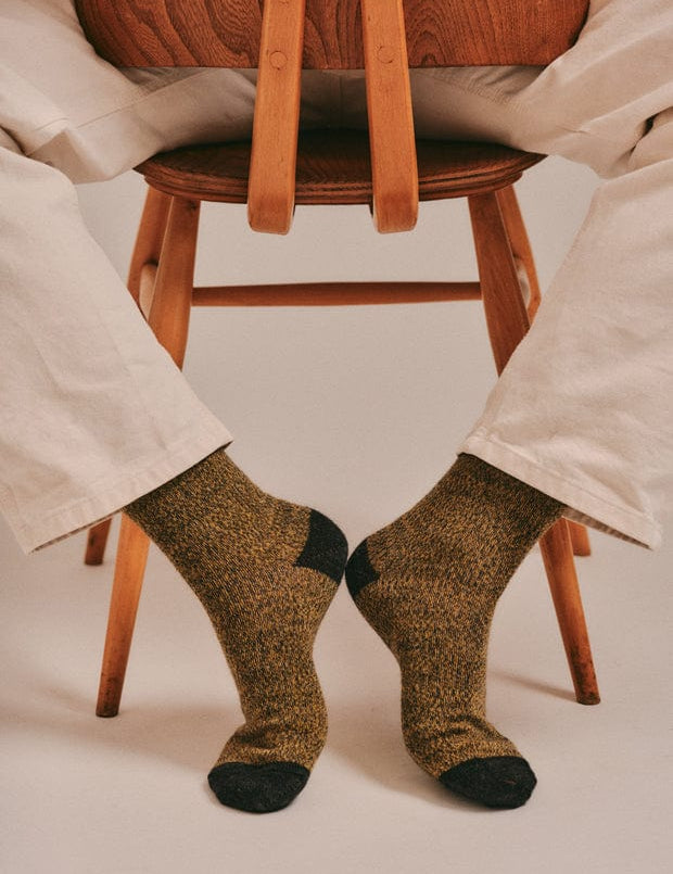 Samar Merino Wool Marl Sock Mustard Genevieve Sweeney